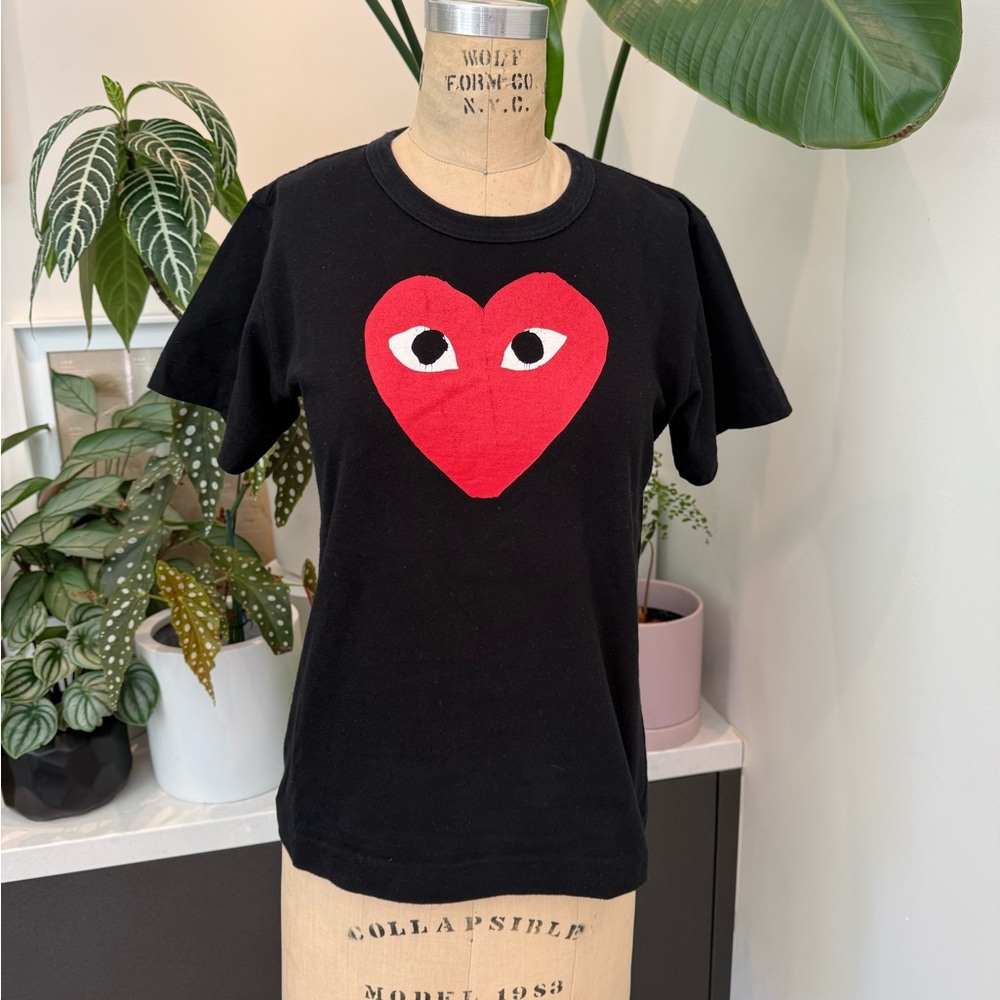 Comme des Garcons Black Tee with Red Heart